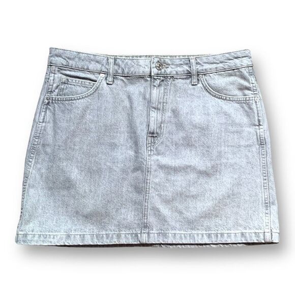 MNG Skirt Gray Denim Micro Mini Straight Fit Cotton Jean Size Medium - Picture 1 of 9